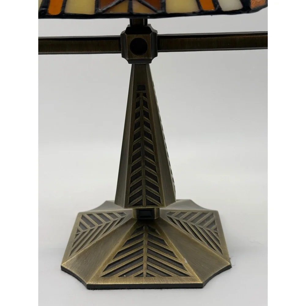 PartyLite Candles Artisian Mission Style Stained Glass Bankers Lamp P7782 - Picture 2 of 16